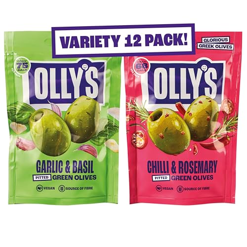 Olly's Olives | Mélange d'olives aromatisées | 12 sachets de 50g | Sans conservateur artificiel