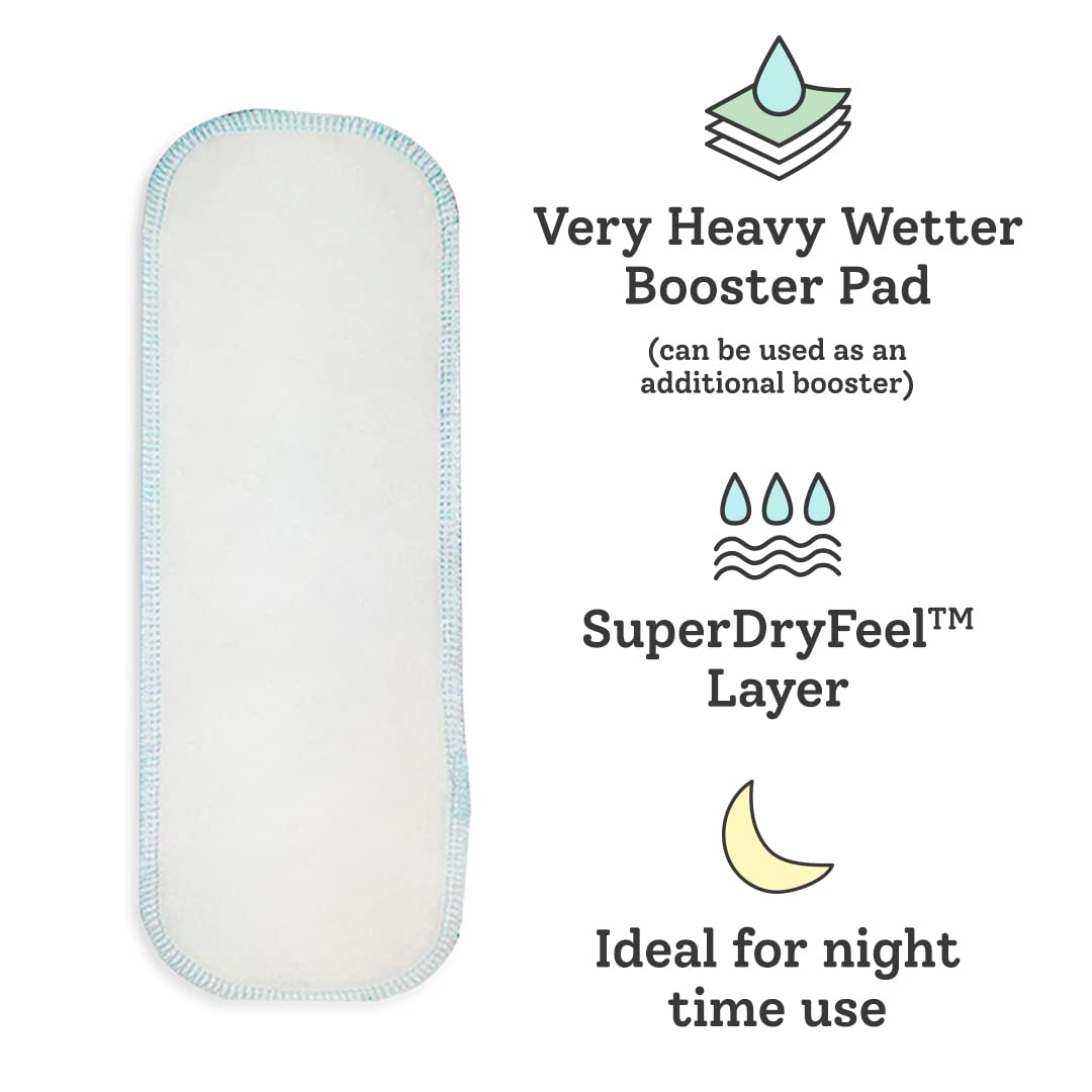 superbottoms Infant 6 Piece Stock Up Essentials For Uno Cloth Diaper- 1 Magic Dry Organic Cotton Pad Set + 1 Heavy Wetter Pad + 3 Diaper Fleece Liners|Quick Drying Soaker + Diaper Liner + Hemp Booster - Image 3 thumbnail