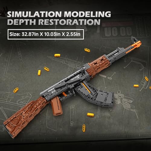 Reobrix Building Block Gun Toy Set for Adults, 1238Pcs 1:1 AK-47 Model Kit, Collectible Military Gun for Display, Ideal Gifts for Military Enthusiasts 14+ by Reobrix - Used condition - Image 5