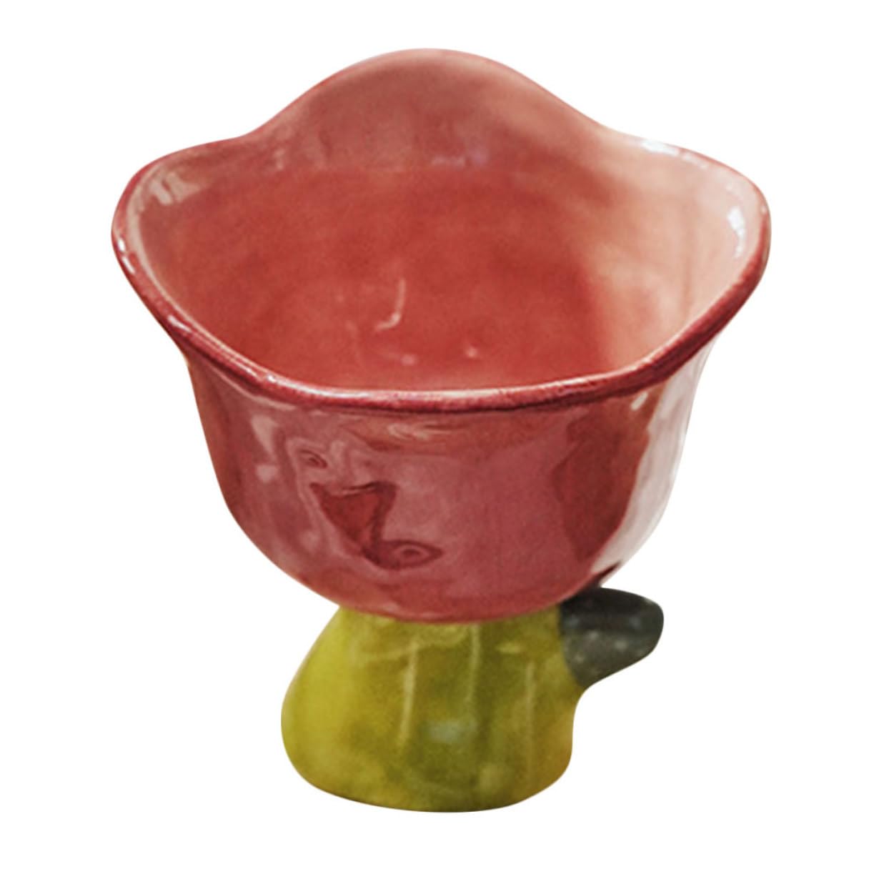 Alipis Coppa Dessert in Ceramica a Forma di Tulipano Rossa, Semplice e Decorativa, per Gelato e Dolci, Adatta a Tavola e Decorazione