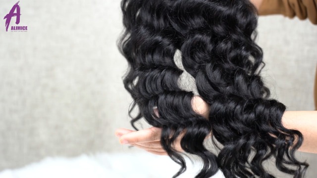 A-ALIMICE-Loose-Deep-Wave-Headband-Wigs-for-Black-Women-Headband-Human-Hair-Wigs-14-Inch-Brazilian-Virgin-Hair-None-Lace-Front-Wigs-Headband-Half-Wig-Machine-Made-150-Density-Natural-Black-Color