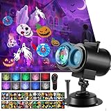 Christmas LED Projector Lights, 2-in-1 Remote Control Ocean Wave with Moving Patterns Holiday Light, Waterproof Outdoor Indoor for Xmas Party Yard Garden Halloween Decoration, 12 Slides 10 Colors