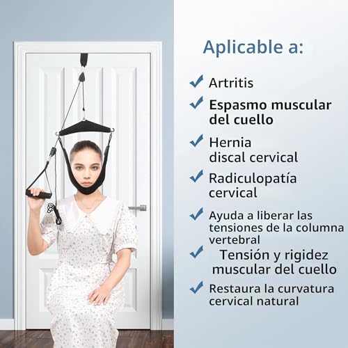 Evitar dolor de cuello usando tracción cervical Fanwer portátil sobre puerta 3