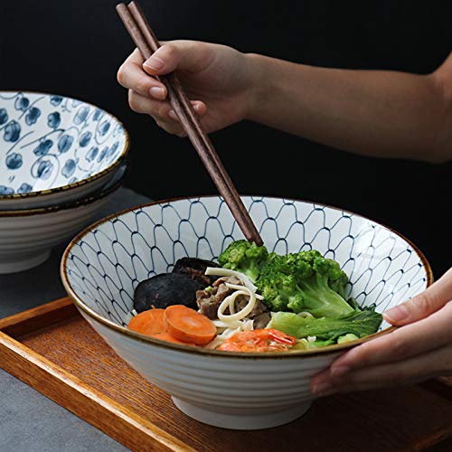 Duża ceramiczna miska ramen, 23 cm, 1500 ml, retro miska do zupy do ramenu, Udon, Soba, Pho i azjatyckiego makaronu - idealna do jadalni i rozrywki