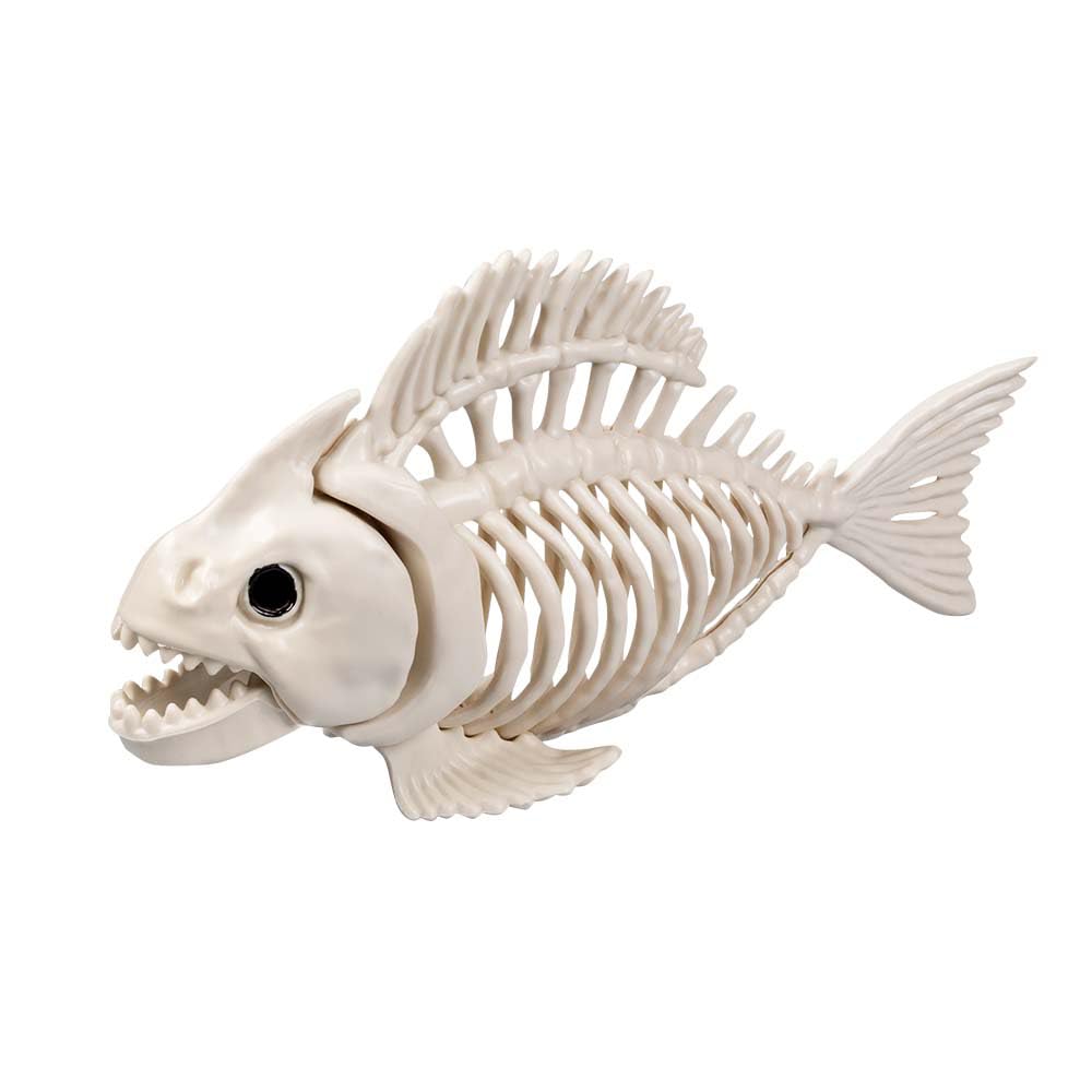 Boland - 72400 - Szkielet ryby, rozmiar 24 cm, ruchome usta, plastikowa atrapa, dekoracja na Halloween, karnawał lub imprezę tematyczną