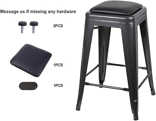 Miniatura 177 de GIA Taburete de mostrador sin respaldo de 24 pulgadas, cantidad de 4, bronce con asiento de madera clara Negro -,Café,Gris,gris, (Gun