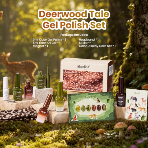 Image of Beetles Green Gel Nail Polish Set, Deerwood Tale Fall Nails with Liner Gel