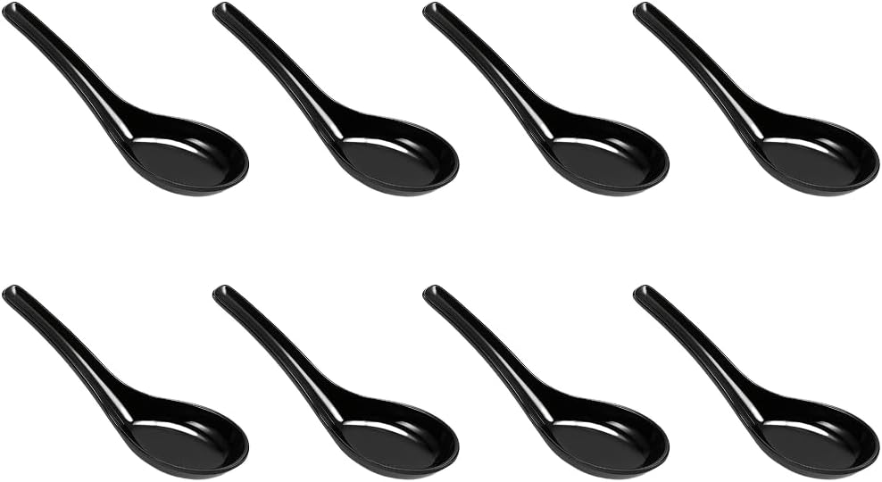 JapanBargain 3192x4, Black Soup Spoons Chinese Japanese Asian Spoons Wonton Miso Ramen Noodle Soup Spoons, Set of 4