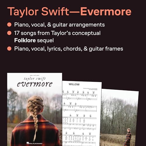 taylor swift - evermore pianovocalguitar songbook  17 songs from the album arranged  sheet music for beginners and advanced players  music book for students teachers and fans