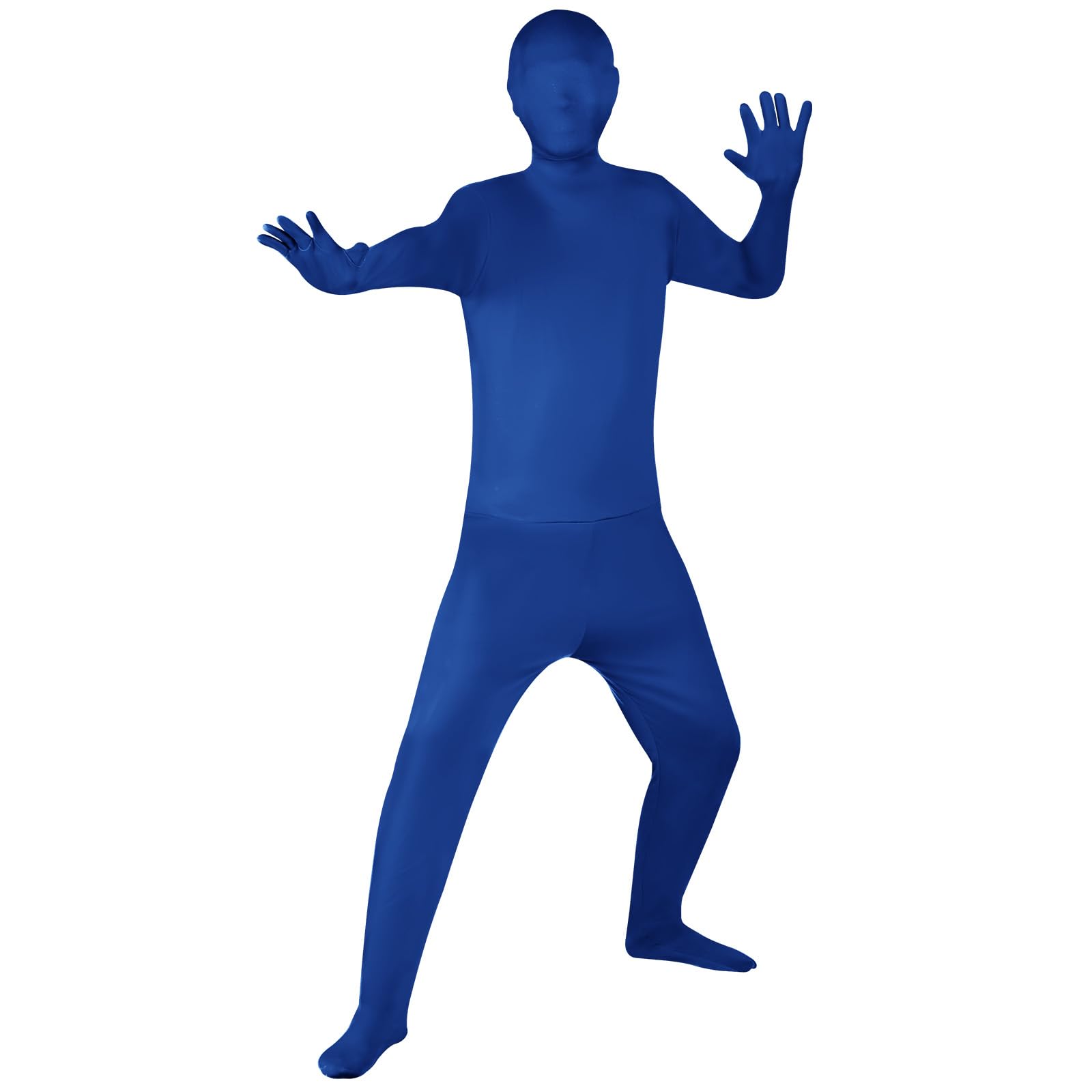 BSBUY Invisibility Cloak Costume Adult Disappearing Bodysuit Body Suits Costume Men Halloween Costume Stretchy Stealth Suit Outfit for Fancy Dress Party Photography Backdrop Stage(Blue)