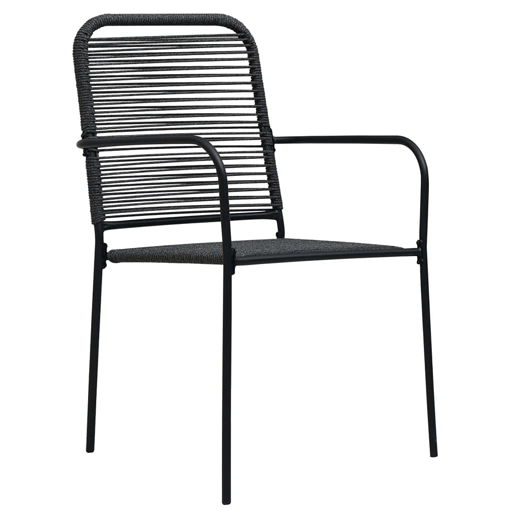 vidaXL 2X Sillas de Jardín Asientos de Patio Exterior Comodidad y Relajación al Aire Libre Fácil de Montar Cuerda de Algodón y Acero Negro