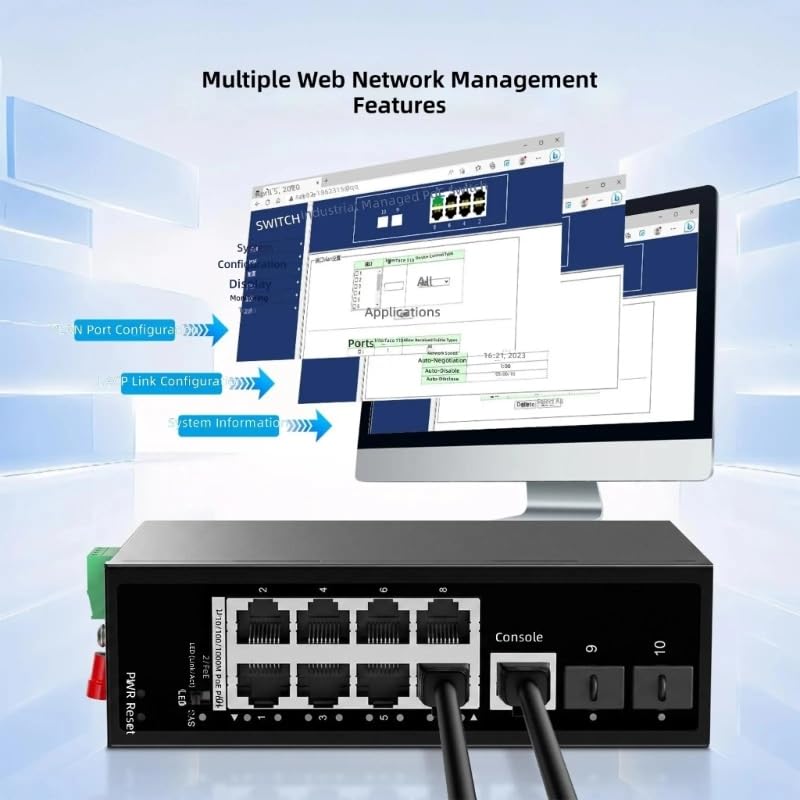 Conmutación de datos Ethernet industrial para proyectos de cámara y automatización