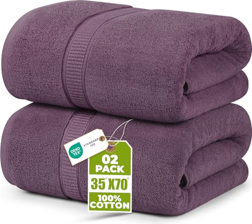 Utopia Towels - Pack de 2 Toallas de Baño Jumbo de Lujo (90 x 180 CM, Negro) - 100% Algodón Ring Spun, Altamente Absorbente, Suave y de Secado Rápido(Ciruela)