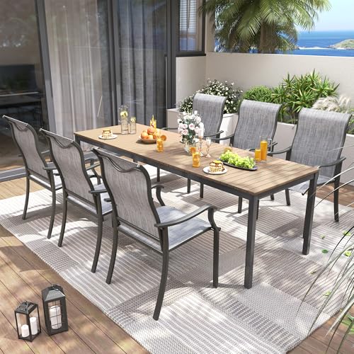 Image of UDPATIO Patio Dining Chairs Set of 2, High Back Outdoor Furniture Chairs | Breathable Textilene Weather Resistant Patio Chairs, Outdoor Dining Chairs, Patio Chairs for Garden Backyard Deck, Grey White