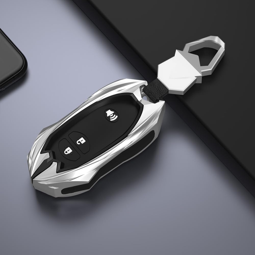 Zinc Alloy Key Fob Case Cover Holder Shell Compatible for Toyota Avalon Camry Corolla Highlander Prius RAV4 Venza HYQ14ACX HYQ14AAB HYQ12ACX HYQ14AEM(3 Buttons Silver)