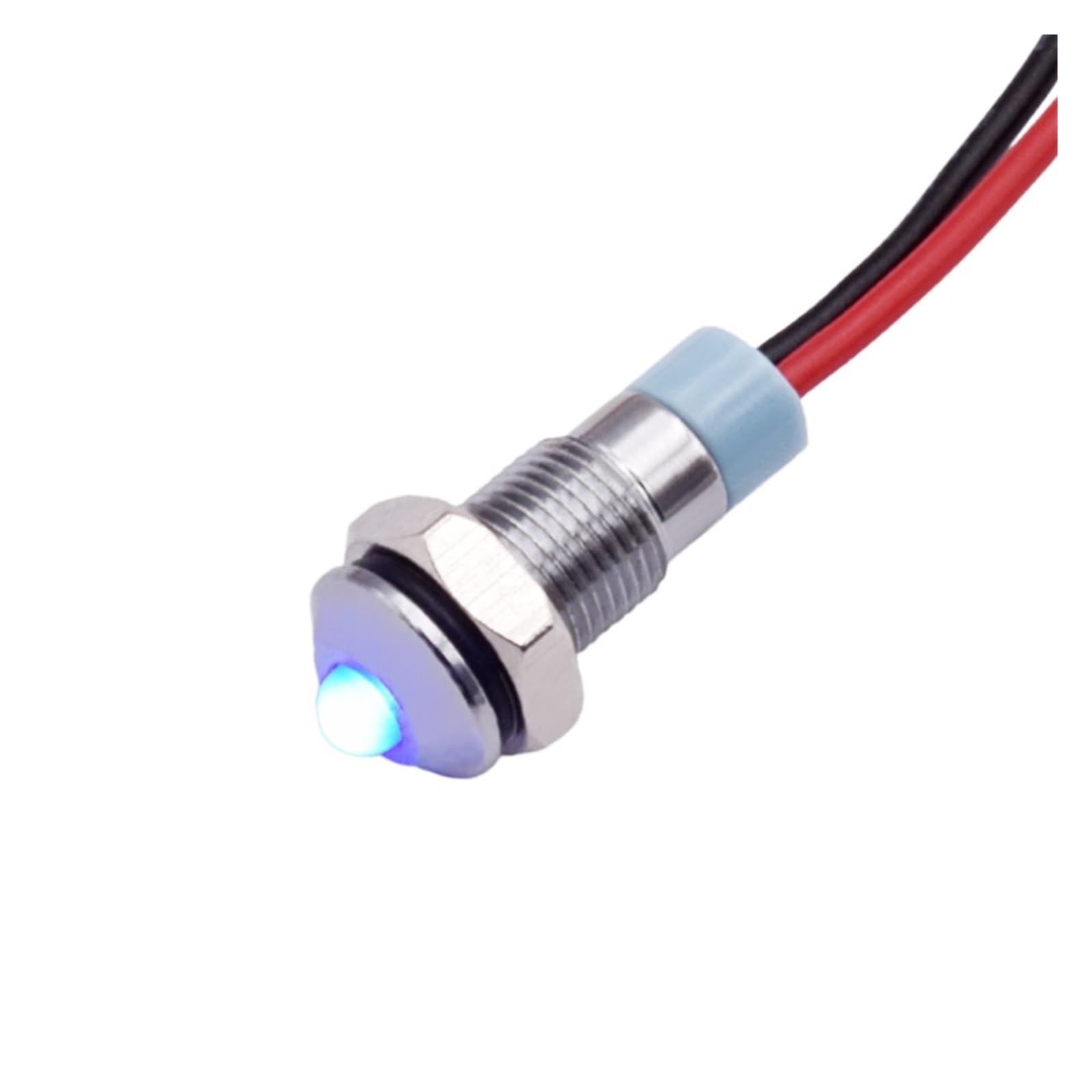 6mm Metal LED Indicator Light Waterproof 12V 24V 110V 220V Red Green Blue Amber White Lamp Wire Leading Panel Signal Light(Blue,3V-6V)