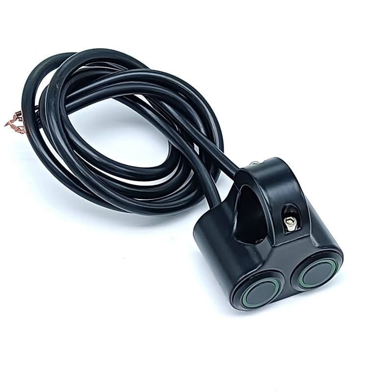 Guidon moto marche phare interrupteur double bouton LED vert - 5