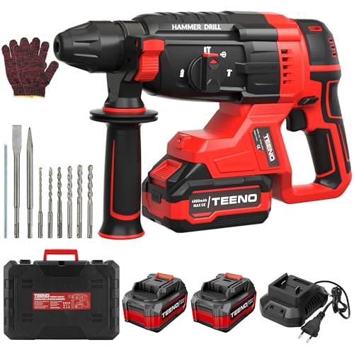 20V Brushless Battery Hammer Driller, 2.6J, 1500RPM, 4850BPM, SDS...