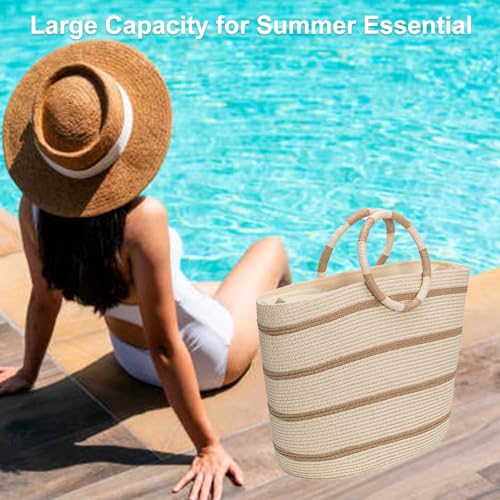 Bolso de playa tejido grande para mujer miniatura 6
