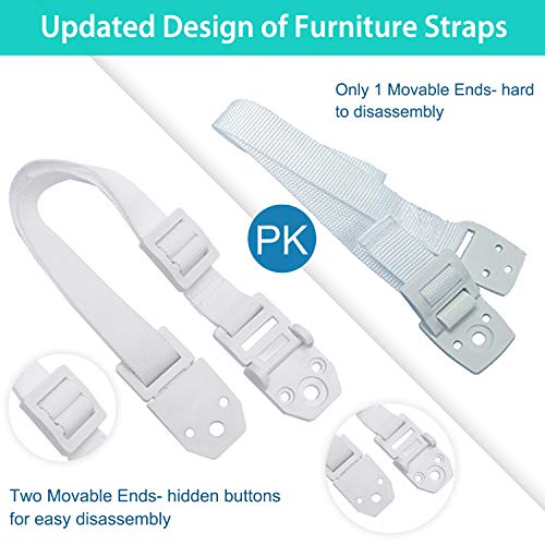 Furniture Anchors for Baby Proofing, 6-Pack Updated Two Movable Ends Anti-Tip Furniture Anchor, Bonus10 Outlet Covers & All Metal Mounting Hardwares, for Flat Screen TV, Dresser, Bookcase, Cabinets - Thumbnail 2