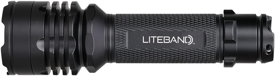 Liteband EDC Work Compact Flashlight Tactical LED 1200 Lumen Very Super Bright, 20 Hours Ultra Rechargeable Battery USB-C, Small Mini Nylon Holster For Outdoor Camping Hiking, Black Aircraft Aluminum
