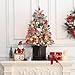 GAOMON 3ft Christmas Tree Pre-Lit Artificial Christmas Tree with Vintage Potted Base, Flocked Snow 70 Warm White LED Lights Red Berries, Festival Decoration Xmas Holiday Decor for Home, Entrances