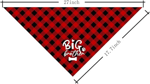 Bandana para perro, pañuelo para perro de hermano mayor, bufanda para perro, impresión a cuadros, accesorios para bufanda para perro, bufanda para