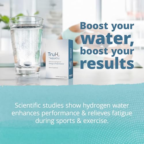 Image of TruH2 by AquaTru Molecular Hydrogen Tablets | with Magnesium | Pre-Workout Supplement | Power Your Workouts with Molecular Hydrogen (H2) | 8 PPM Tablets | Dissolve in Water | 30 Tablets (30 Servings)