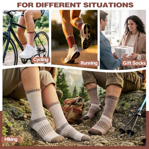Image of MOGGEI 5 Pairs Merino Wool Hiking Socks Warm Thermal Winter Cozy Cushioned Moisture Wicking Socks for Women & Men