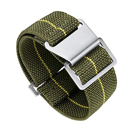 BINLUN Bracelet de Montre Élastique Nylon NATO Tissu Bracelet Montre Remplacement de Crochet Boucle Noir/Argent Homme Femme 18/20/22mm