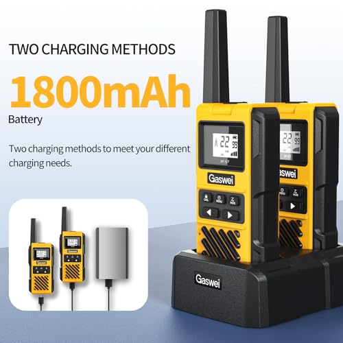 Image of Gaswei G1pro IP67 Waterproof FRS Heavy Duty Long Range Walkie Talkies-4Pack | NOAA Weather Alert,Call Alert,VOX,FM Radio,Keypad Lock,Type-c Port,Rechargeable,Shock Resistant,Hiking,Camping,Skiing