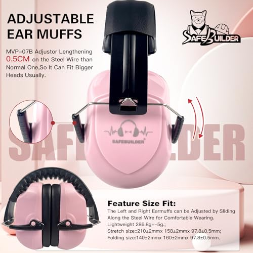 Image of SAFEBUILDER Ear Muffs Noise Reduction SNR 33dB Adjustable Lightweight Safety Earmuffs Sound Proof Noise Cancelling ANSI