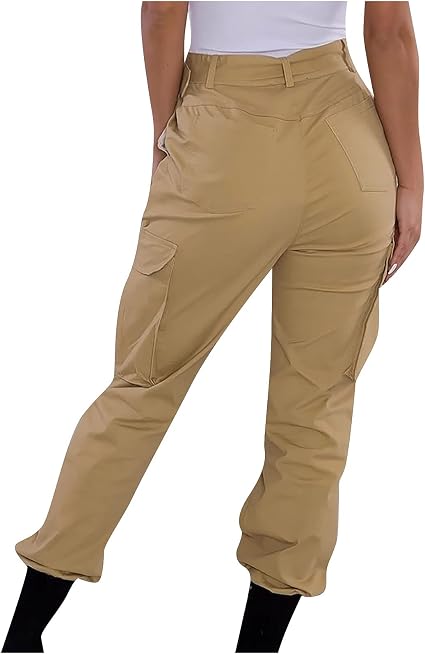 Pantaloni cargo da donna a vita alta, pantaloni da trekking, con tasche :  Amazon.it: Abbigliamento