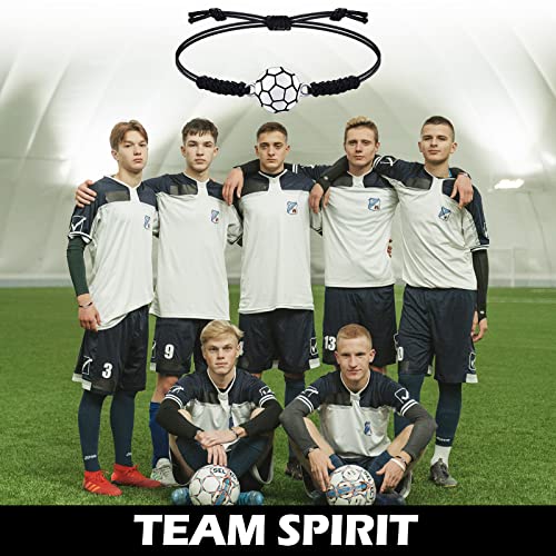 Jadive 20 Pieces Soccer Bracelets Bulk Adjustable Soccer Charm Bracelet Jewelry Silver Soccer Wax Rope Bracelet Graduation Gifts For Girl Teens Most Sport Team Players (Black) #TOP3