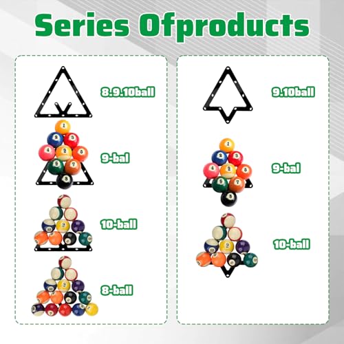 Eldraqth 2 Pcs Magic Ball Rack 8-Ball, 9-Ball & 10-Ball Ball Billiards Triangle Rack Sheet Billiards Balls Holder Triangle Cue Accessorie