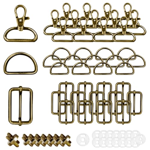 50pcs Mousqueton Pivotant pour Sac à Main et à Dos - Accessoire de Couture avec Boucles, Anneau, Attache et Crochets à Aimant (Bronze 32MM)