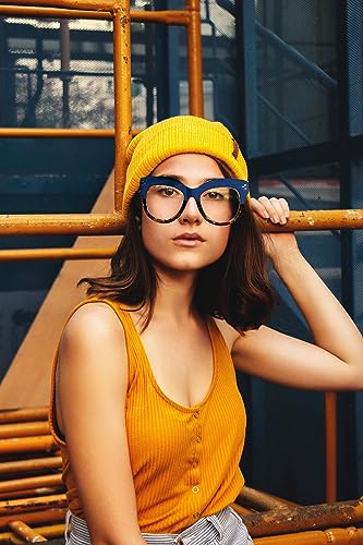 Image of FEISEDY Cat Eye Blue Light Glasses Oversized Vintage Chunky Computer Glasses for Women Hipster Party B0026