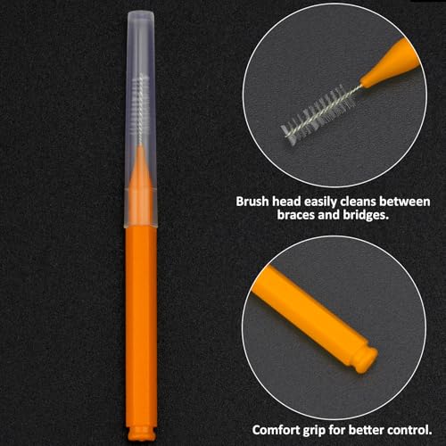 Image of Patelai 100 Pieces Braces Dental Brush for Cleaner Interdental Toothpick Dental Tooth Flossing Head Oral Hygiene Flosser Toothpick Cleaners Tooth Tool(Orange,Red,Suitable Size)
