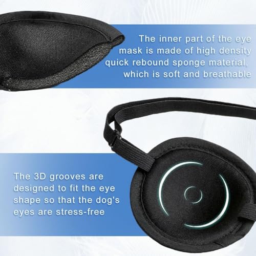 Image of Dog Eye Patch Dog Single Eyepatch Adjustable Soft Eyepatch Dogs Eye Covering for Small Medium Large Dogs Cats Eye Injuries - After Surgery Wounds (One)
