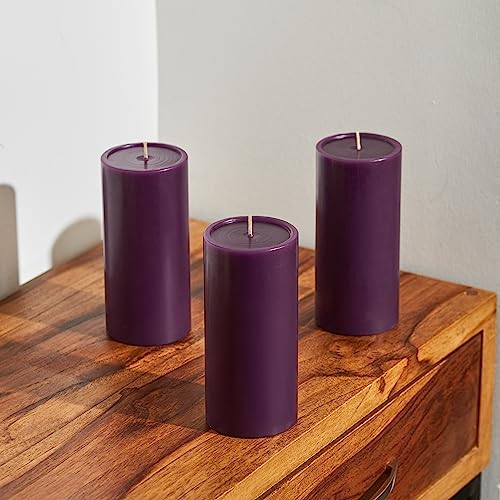 Simply Soson Premium 3X6 Inch Purple Pillar Candles Set Of 3 - Unscented Candles - Large Candle For Candle Holders Velas Decorativas Purple Candles Pillar Colored Candles Fall Pillar Candles Bulk #TOP2