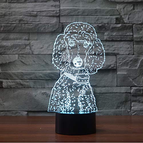 Lámpara de Mesa de Ilusión 3D Poodle con Control Remoto miniatura 7