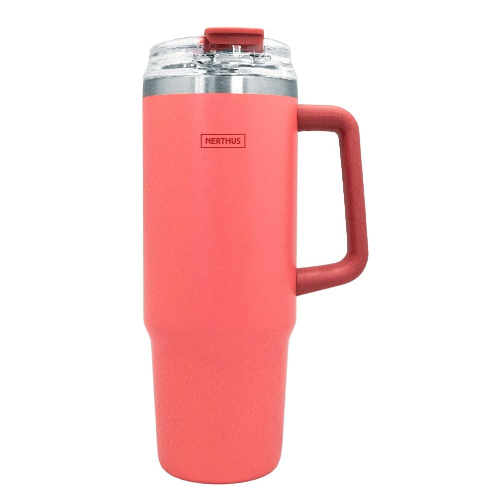NERTHUS FIH 1438 Thermal Cup 900 ml with Airtight Lid – Includes Straw and Stopper for Drinking, Durable Insulation