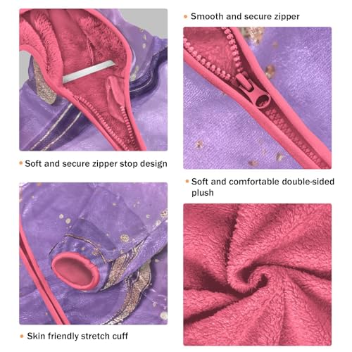 GuoChe Purple Marble Texture Gold Girls Sherpa Lined Hoodie3