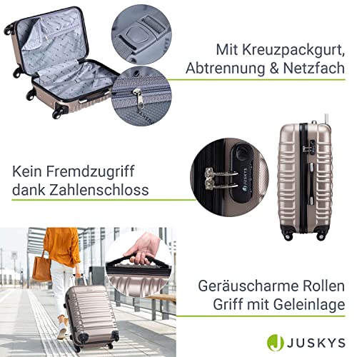 Juskys Ensemble De Valises Rigides 4 Pieces Serrure A Combinaison Roulettes Silencieuses 360 Poignee Telescopique Legeres Valises Couleur Champagne