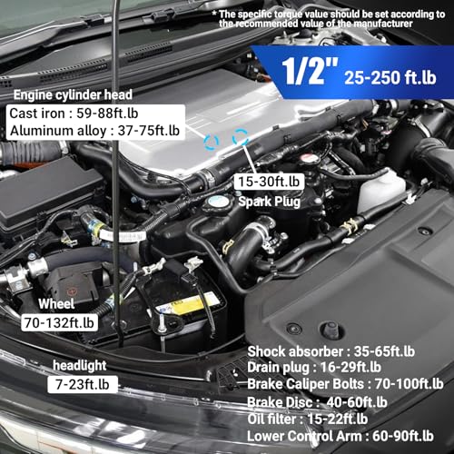 Image of SuZhi 1 /2 Inch Torque Wrench 25-250 ft-lb /33.9-339 N.M /Aluminum Alloy handle & Cr-Mo Material Head, Heavy Duty, Professional,Dual Direction, Store in Solid Case