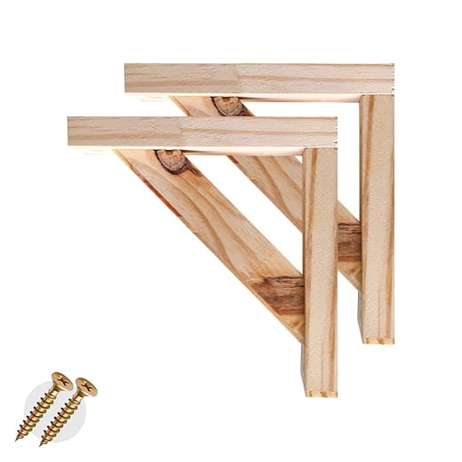 Kit 2 Suporte Madeira Mão Francesa Painel Pinus Vintage 16cm