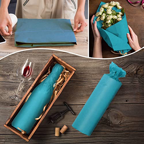 Image of 100 Sheets Turquoise Tissue Paper Artdly 14 x 20 Inches Turquoise Wrapping Paper Bulk for Weddings Birthday DIY Project Festival Wrapping Crafts Decor