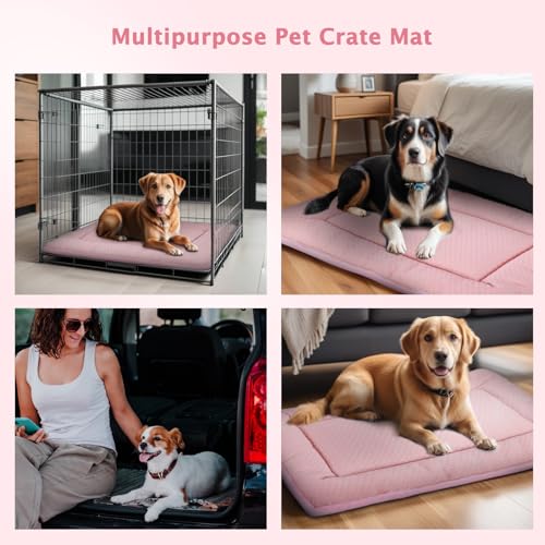 BVAGSS Hundebett Kleine Hunde Reversible, kühl und warm Matten Hundekissen, Waschbar Hundematte für klein mittel große Hunde XH080 (45x33cm,Rosa)