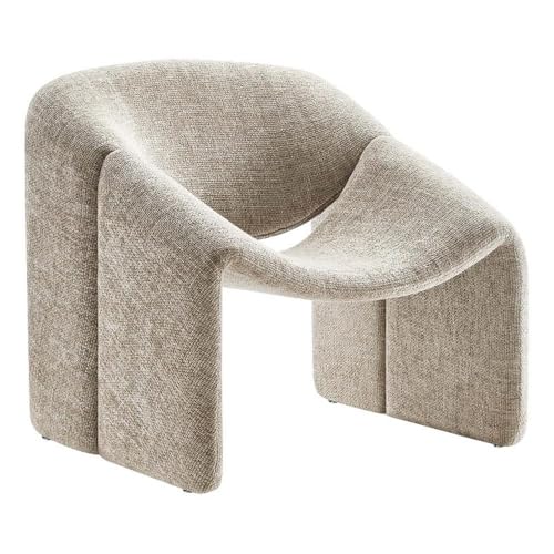 Modway Vivi Chenille Upholstered Accent Khaki-Plush, Comfy Armchair, Ideal as a Modern Barrel, Lounge Reading Chair for Living Room, Bedroom or Cozy Corner Seating