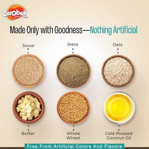 Image of Zerobeli Sugar Free Jowar Jeera Biscuits - 375g (Pack of 2) | Guilt-Free | Perfect Blend of Nutrition | Ideal for Health-Conscious Consumers | 100% Wholegrain I No Refined Sugar | Diabetic Snacks